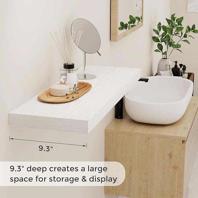 Fun Memories 32 Inch Floating Shelves, Wall-Mounted Bathroom Shelves Set of 2 - Image 4