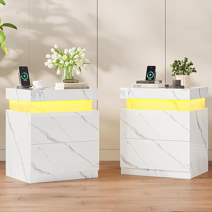 ADORNEVE Nightstand Set of 2, Night Stand by ADORNEVE
