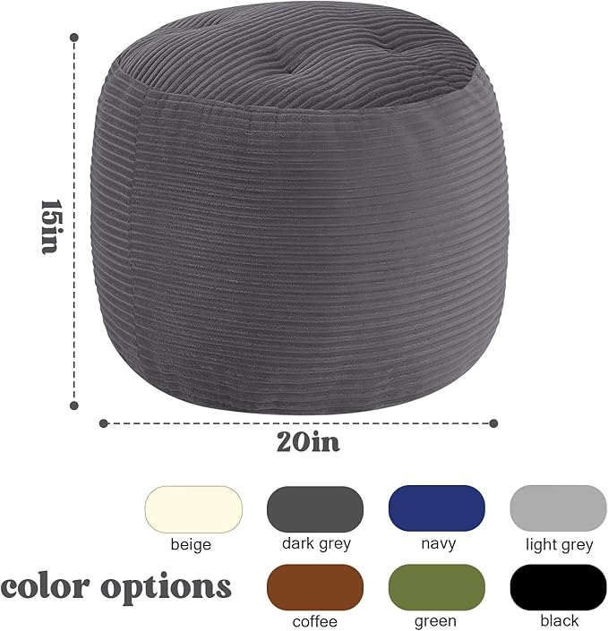 MeMoreCool Stuffed Round Pouf Ottoman Foot Rest, Floor Pouf Foot Stool - Image 2