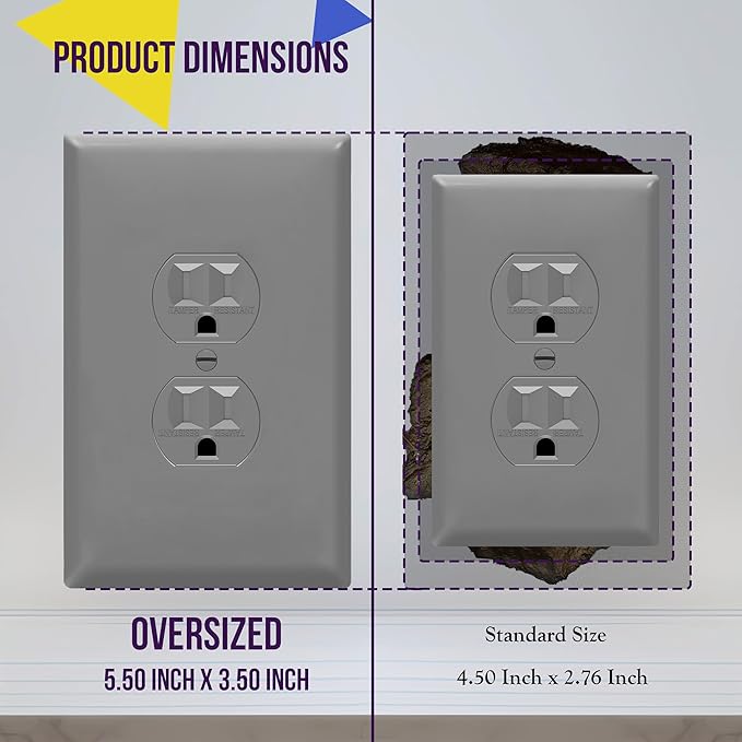 ENERLITES Duplex Receptacle Outlet Wall Plate, Jumbo Electrical Outlet Covers - Image 2