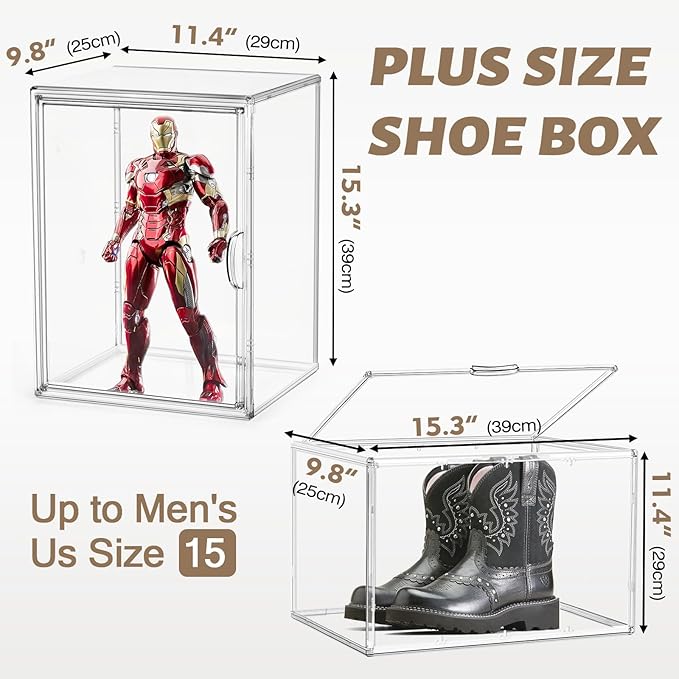 2 Pcs Shoe Display Case, XX-Large Tall Boot Storage Box Transparent Handbag - Image 3