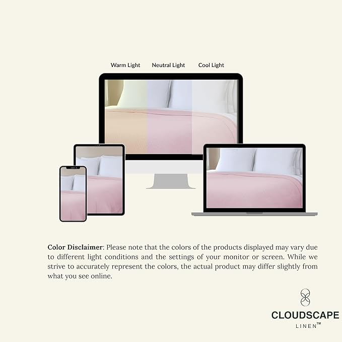 Cloud Scape Linen 100% Cotton Blanket 92x92 Seashell Pink - Image 8