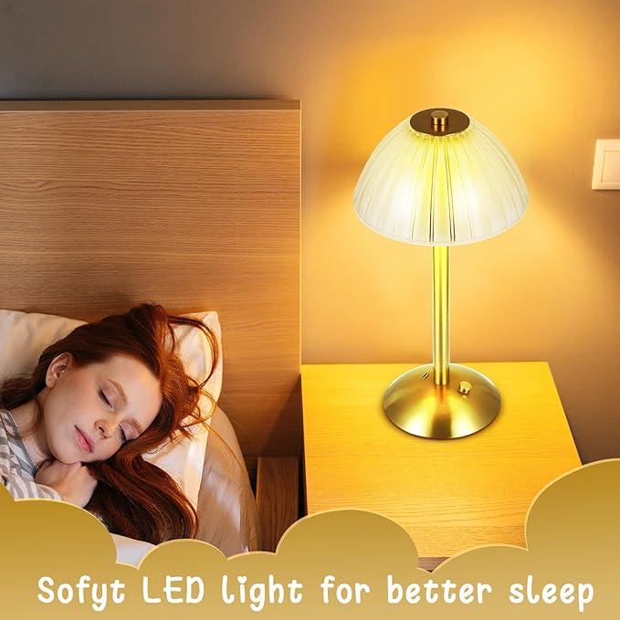 Liliful 8 Pcs Cordless Table Lamp Rechargeable Touch LED Small Gold Portable - Image 5