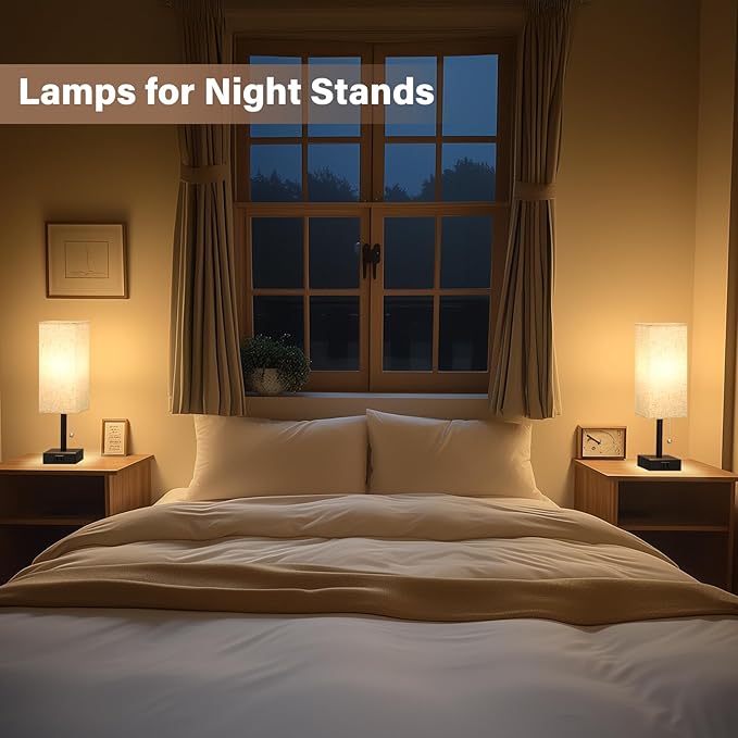 Bedside Table Lamps for Bedroom Set of 2 - Image 4