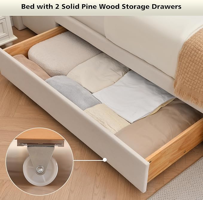 VELOCAVA Queen Size Upholstered Platform Bed - Image 6