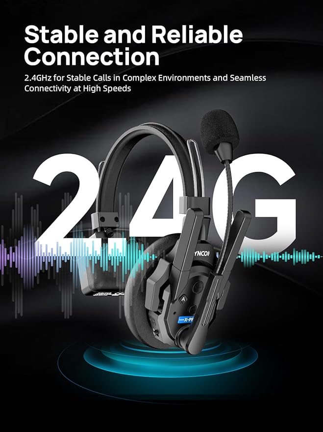 SYNCO XTALK XPRO Wireless Intercom Headset, 2.4GHz Full Duplex Wireless - Image 7