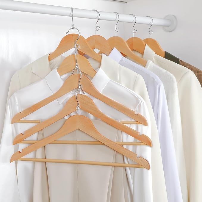 TOPIA HANGER Wooden Hangers 30 Pack, Space Saving Coat Hanger - Image 5