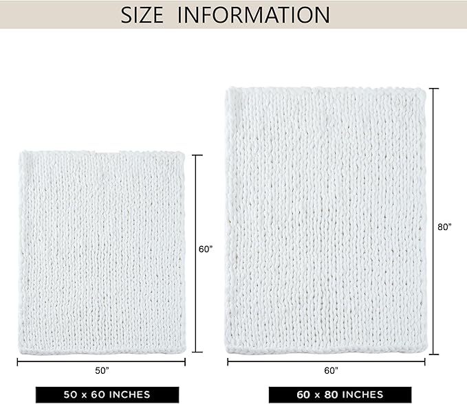 Chunky Knit Throw Blanket 60"X 80", 100% Handmade - Image 9
