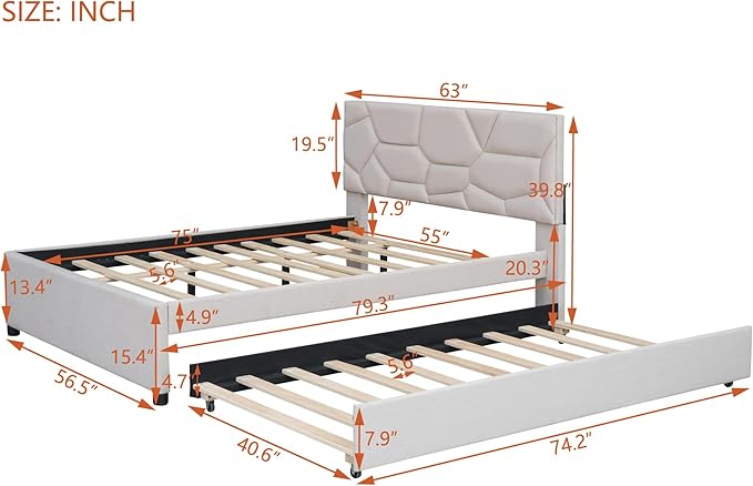 Full Size Upholstered Platform Bed - Image 2
