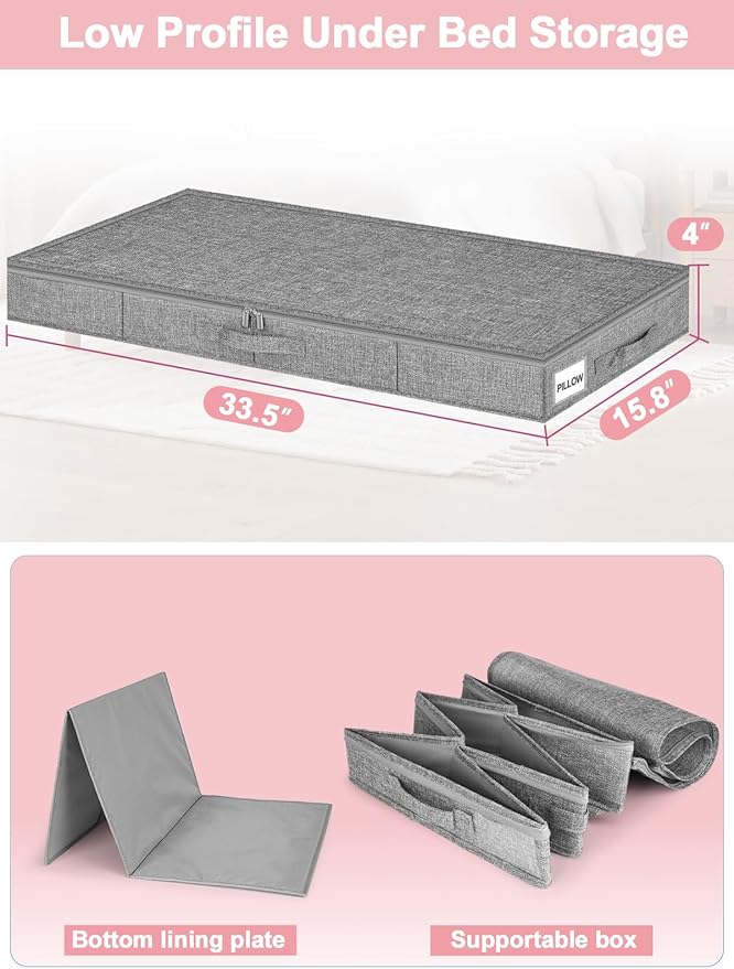 Low Profile Under Bed Storage Containers, Shallow Clothes Storage Organizer Bin - Image 3