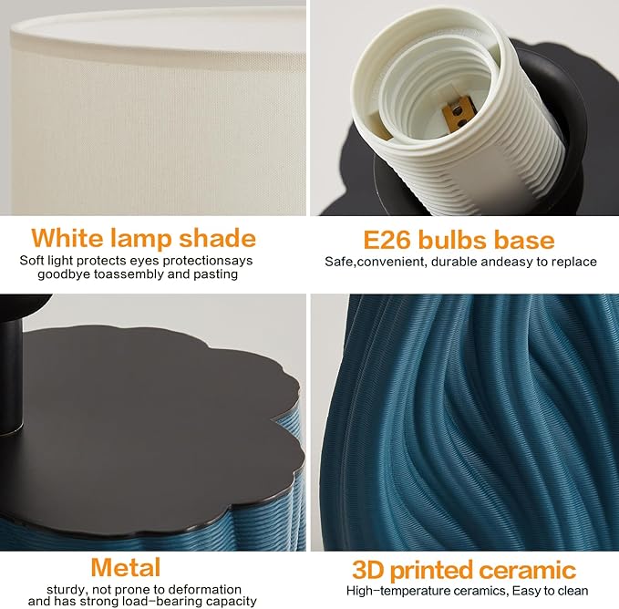Modern Large Ceramic Plug in Blue Table Lamps - Image 4