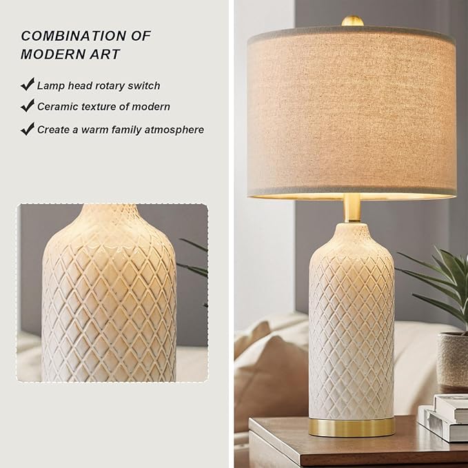 24.25" Table Lamps Set of 2 Modern Ceramic Lamps - Image 3
