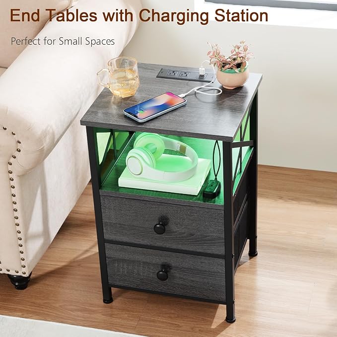 AMHANCIBLE Night Stand Set 2, LED Nightstand - Image 9