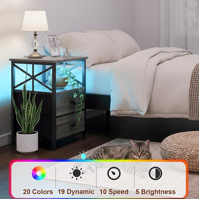 AMHANCIBLE Night Stand Set 2, LED Nightstand - Image 5