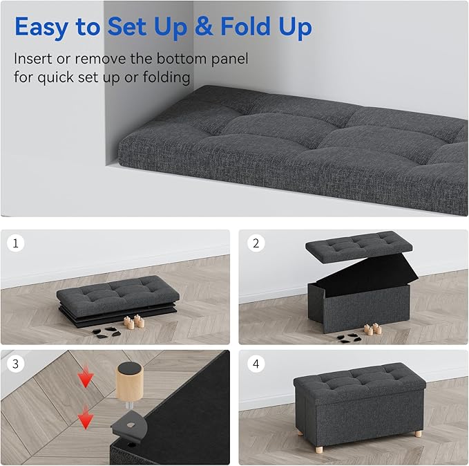 BRIAN & DANY 30 Inches Folding Storage Ottoman Bench, Ottoman - Image 5