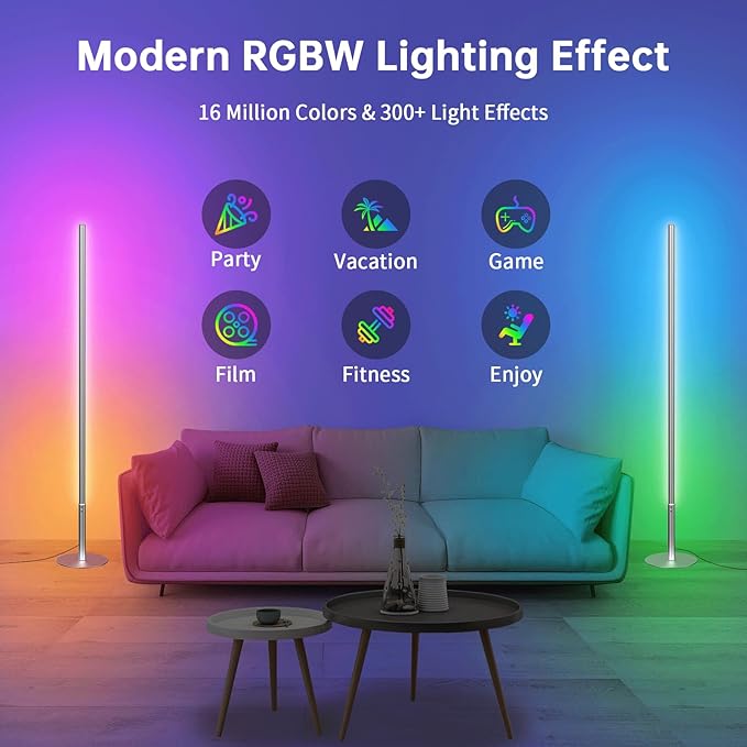 Marlrin RGBW Floor Lamp, Color Changing Standing LED Corner Lamp, Modern Lamp - Image 5