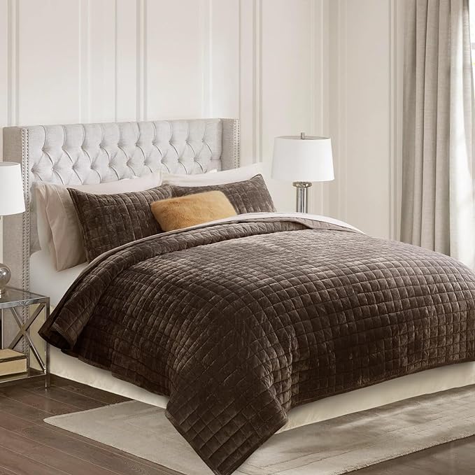 RECYCO Luxury Velvet Quilt Set King Size Bedding Sets, Ultra Soft Velvet - Image 2