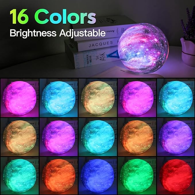 BRIGHTWORLD Moon Lamp Galaxy Lamp 5.9 inch 16 Colors LED 3D Moon Light - Image 4