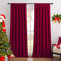 Joydeco Red 100% Blackout Curtains 120 Inch 2 Panels, Luxury Thermal Red Velvet by JOYDECO