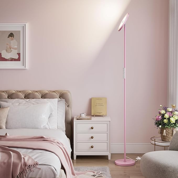 SUNMORY Soft Pink Torchiere Floor Lamp - Image 5