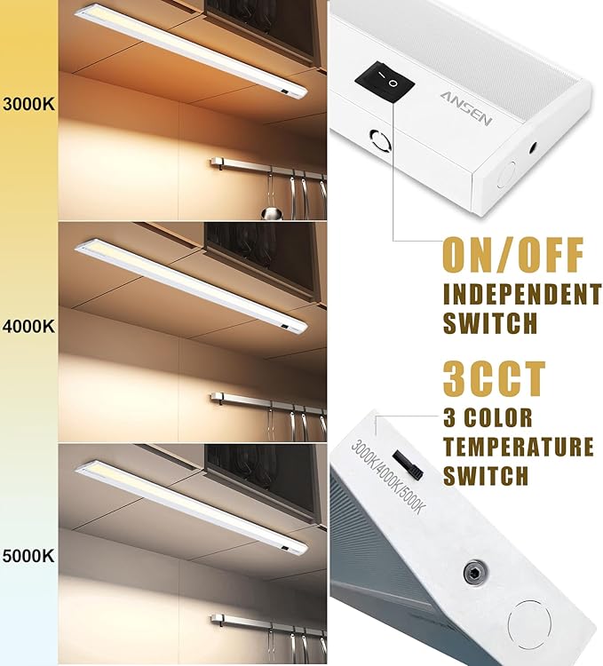 Ansen Hardwired Under Cabinet Lighting, 24in 18W LED Light - Image 3
