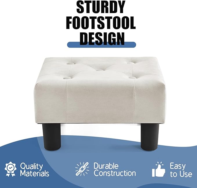 BRIAN & DANY Small Foot Stool, Velvet Foot Stools - Image 4