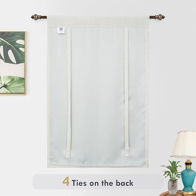 DriftAway Double Layer Linen Blackout Tie Up Curtains Thermal Insulated Fully - Image 6
