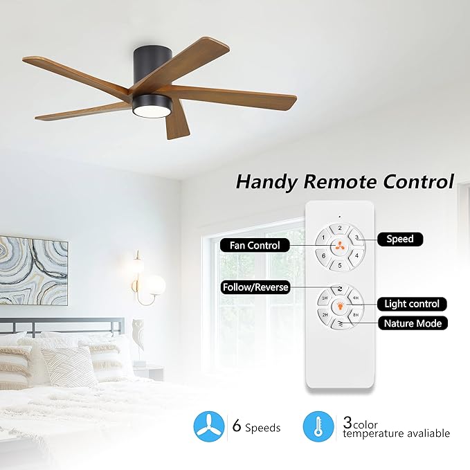 WINGBO 48 Inch Flush Mount DC Ceiling Fan - Image 2