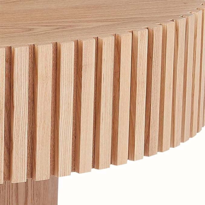 LKTART Round Coffee Table for Living Room, Accent Fluted Drum Coffee Table - Image 4