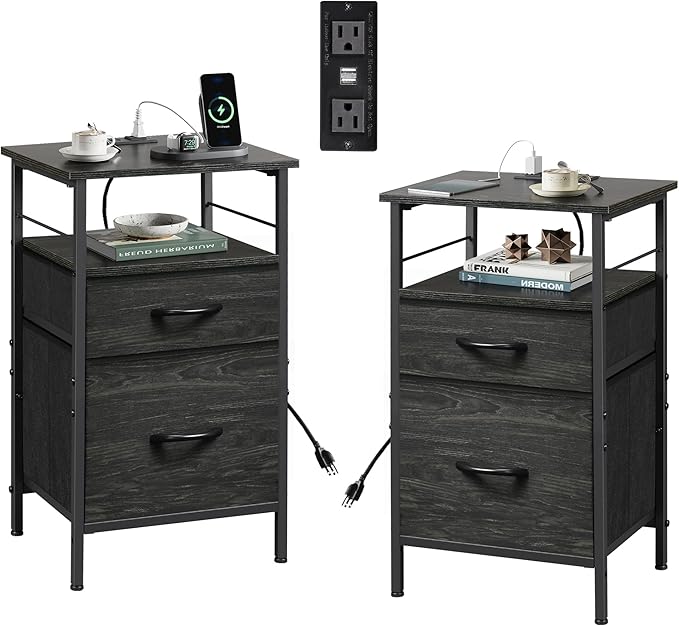WLIVE Night Stand Set 2, Bedside Tables by WLIVE