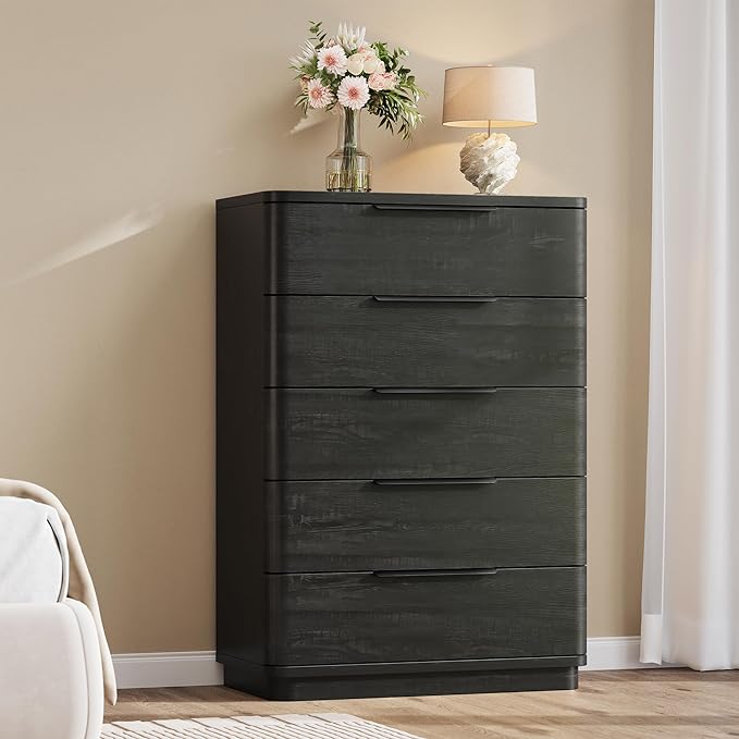 5 Drawer Dresser for Bedroom, Curved Profile Design, Wooden Closet by beronbaer