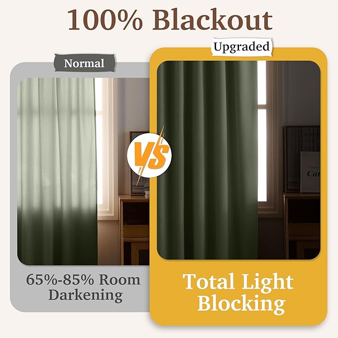 RYB HOME Velvet Chenille Window Curtains 100 inches Long, Thick Blackout - Image 3