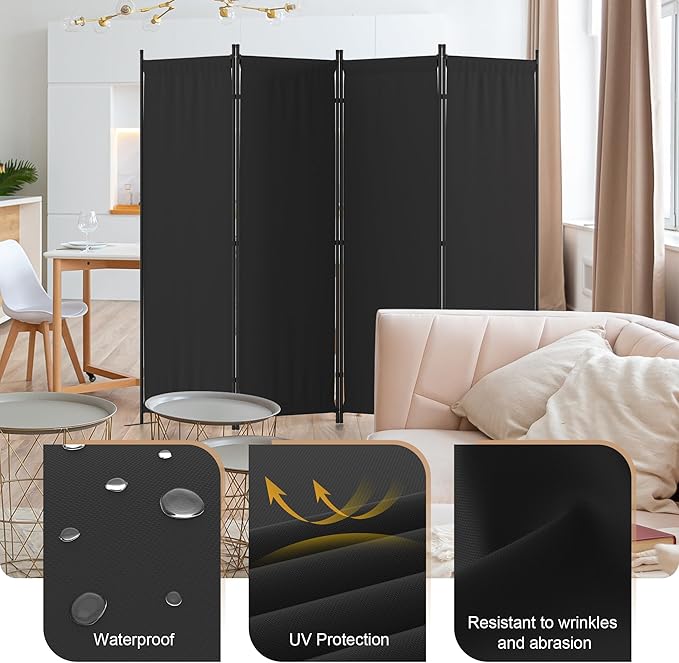 Room Divider, 4 Panel Folding Privacy Screen, 88” Portable Separating - Image 3