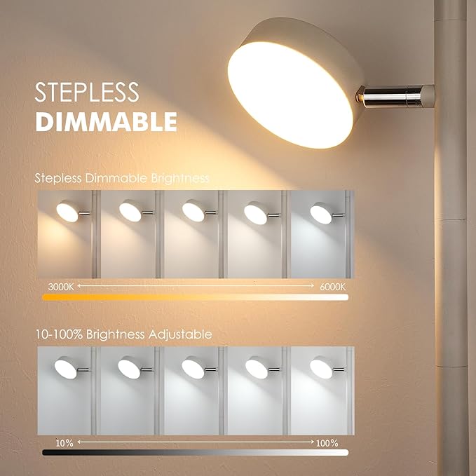 White Floor Lamp with Remote Tall Standing Lamps 30W LED Tree Floor Lamp with 3 - Image 3