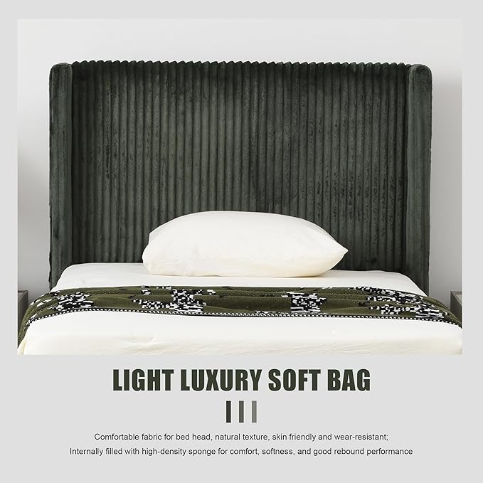 PINJU Twin Size Bed Frame, Upholstered Platform Bed - Image 7