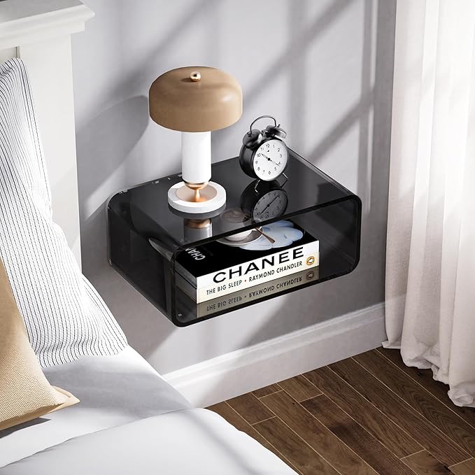 Acrylic Floating Nightstand, Bedside Table, Nightstand Shelf Wall Mounted - Image 2