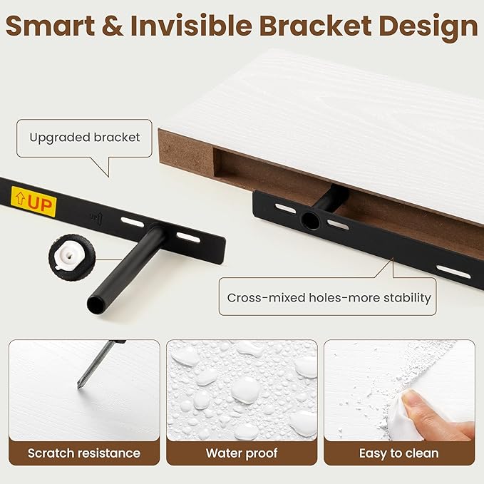 36 Inch Floating Shelves for Wall, 8 Inch Deep Floating Shelf for Storage & - Image 5