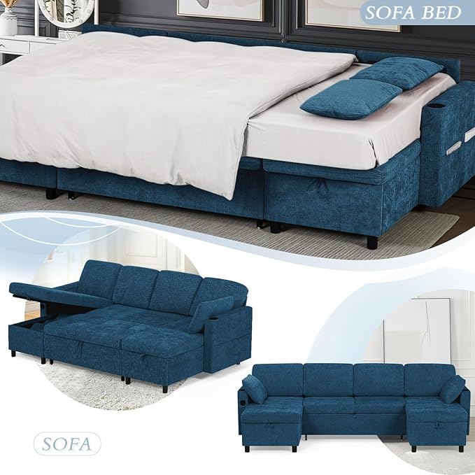 110" Sectional Pull Out Sofa Bed - Image 6