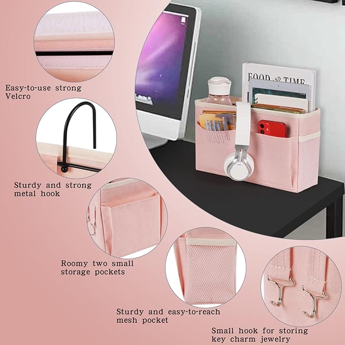 Retyion Bedside Caddy Bedside Storage Organizer Hanging Bunk Bed Dorm Room - Image 6