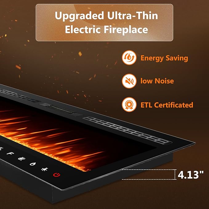 80 inch Ultra-Thin Electric Fireplace Recessed and Wall Mounted - Image 4