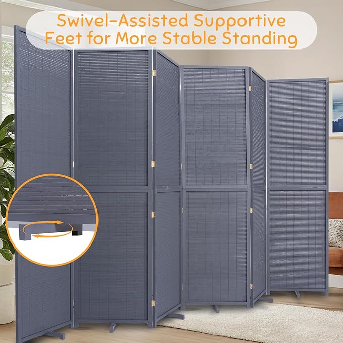 Bamboo Room Divider Folding Privacy Screens, Wall Divider - Image 5