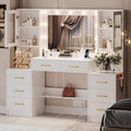 58.3”Vanity Desk with Mirror and Charging Station, Bedroom Dressing Table by TOKSOM