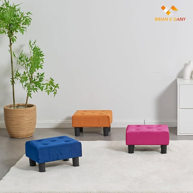 BRIAN & DANY Small Foot Stool, Velvet Foot Stools - Image 7