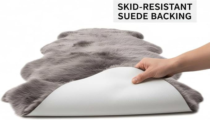 Premium Gray Sheepskin Rug Genuine Fur Bedside Runner 2x6ft - Image 4