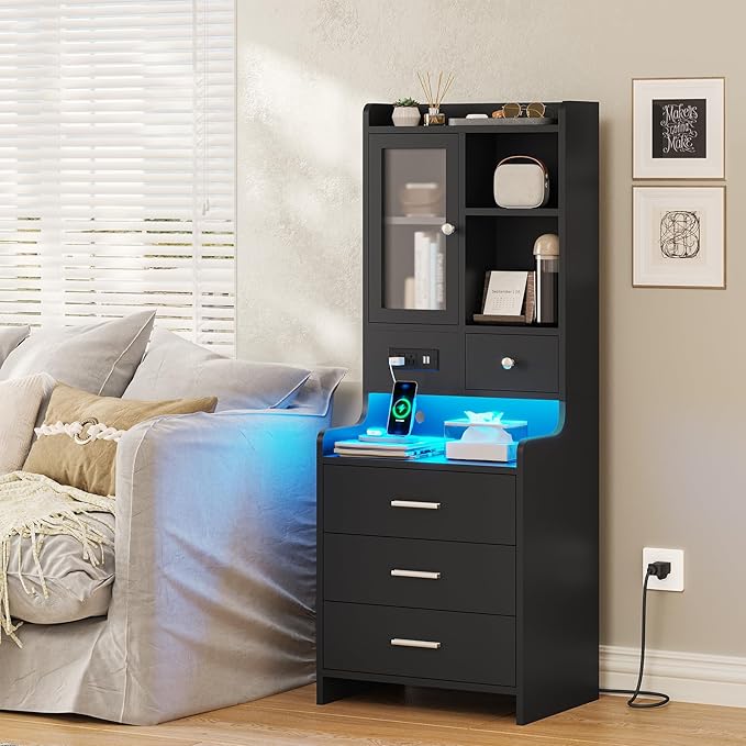 ADORNEVE Black Night Stand Set of 2 - Image 6