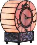 Bieye L10911 Cat and Mouse Tiffany Style Stained Glass Desk Clock Table Lamp by Bieye