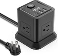Power Strip with USB, FDTEK Flat Plug Extension Cord with 4 AC and 3 USB by FDTEK