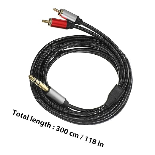 FRCOLOR 35mm 3-core Stereo to 2-Connector Audio Cable 3m Guitar Sound Signal - Image 2