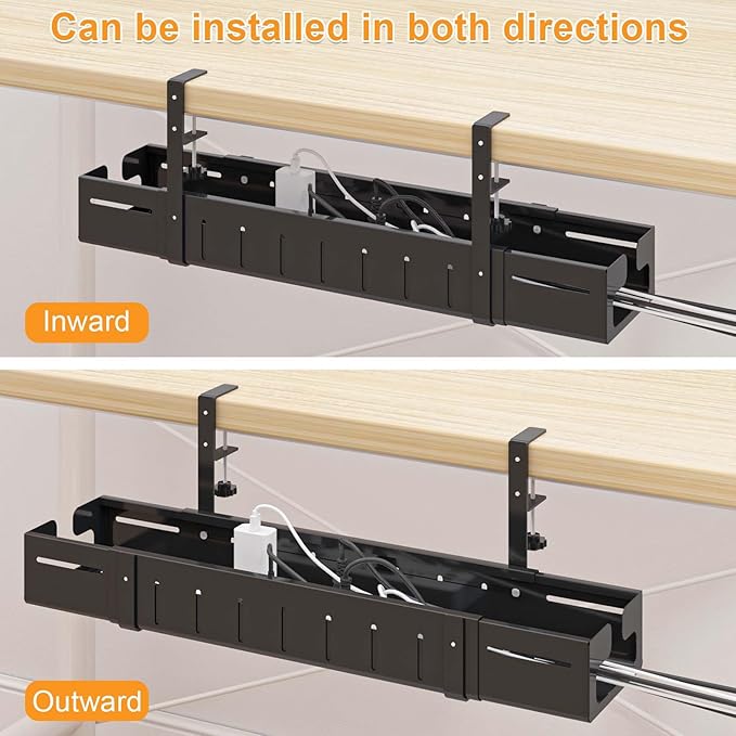 REALINN Under Desk Cable Management Tray Black, Expandable 25.27"-38.66" Sturdy - Image 5