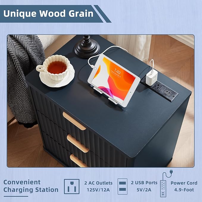 LEYAOYAO Fluted Nightstand - Image 5